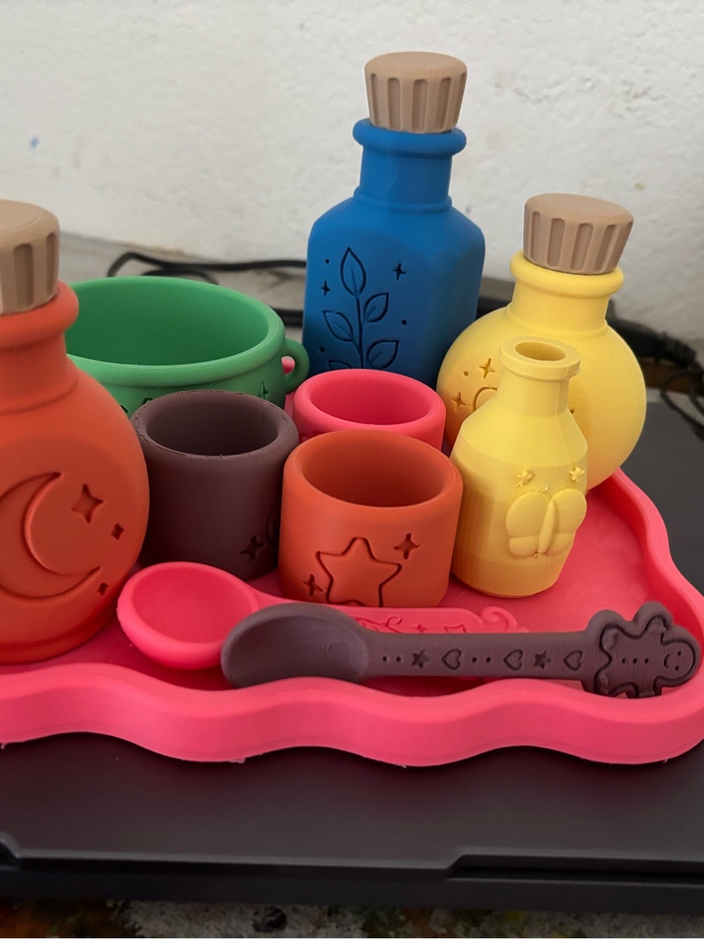 Pretend Play Potion Tea Set w/ Tray Cups Spoon & Bottles